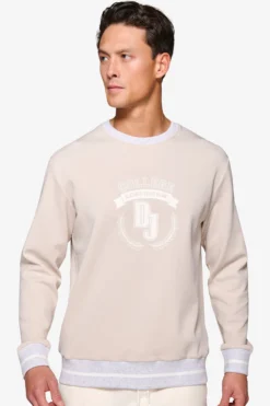 DNJ beige crewneck sweatshirt with logo