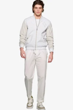 DNJ melange gray dual material bomber jacket