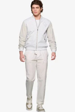 DNJ melange gray dual material bomber jacket