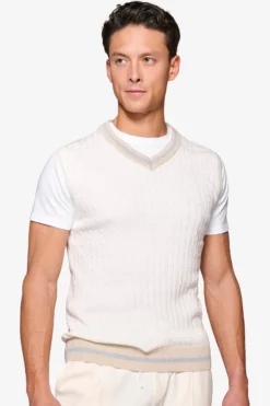 DNJ off white braided and ribbed vest
