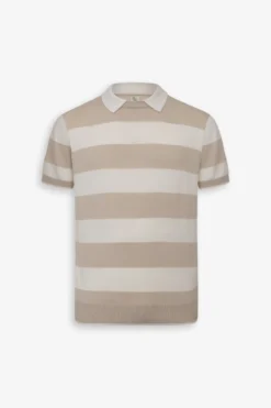 DNJ off white two-tone striped polo shirt