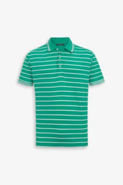 Emerald striped jersey polo shirt