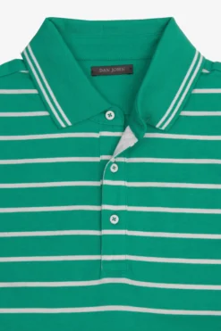 Emerald striped jersey polo shirt