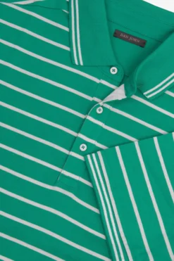 Emerald striped jersey polo shirt