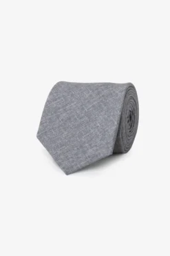 Gray linen blend tie