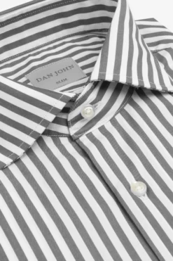 Gray medium stripes slim shirt