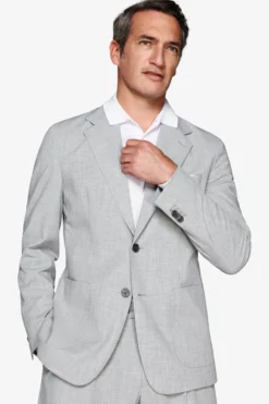 Gray melange canvas blazer