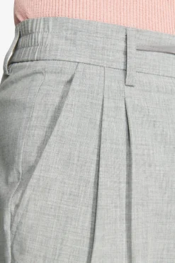 Gray melange canvas drawstring pants