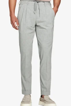 Gray melange canvas drawstring pants