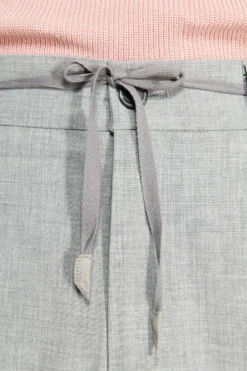 Gray melange canvas drawstring pants