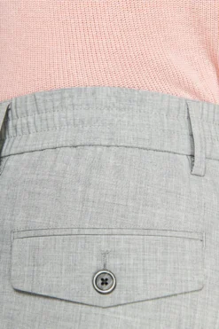 Gray melange canvas drawstring pants