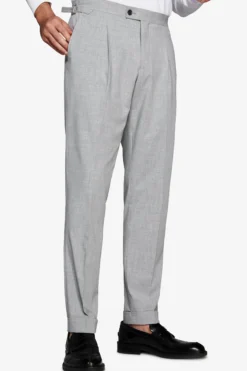 Gray melange canvas trousers