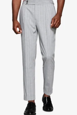 Gray pinstripe trousers