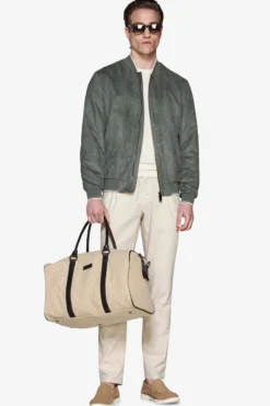 Green ecosuede perforated bomber jacket