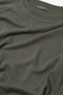 Green fleece cut crewneck sweater