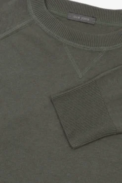 Green fleece cut crewneck sweater