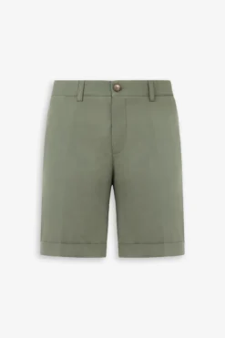 Green gabardine Bermuda shorts