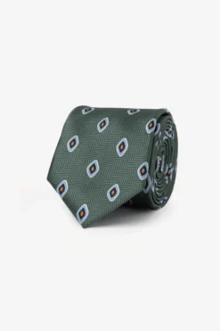 Green Heringbone abstract design tie