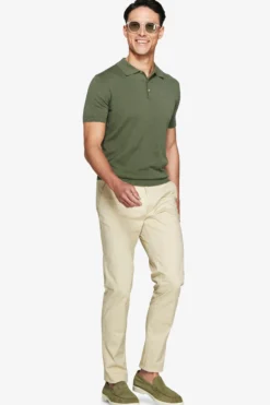 Green knit polo shirt