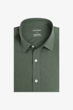 Green linen blend shirt