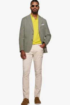 Green peak lapel textured blazer