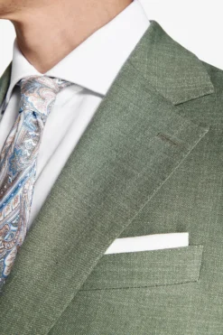 Green slub fabric blazer