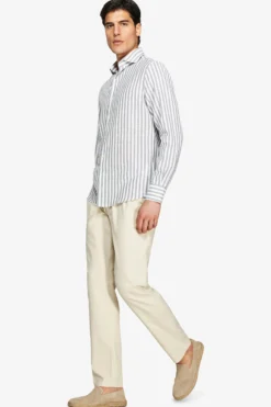 Green striped slim shirt