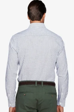 Green striped textured shirt