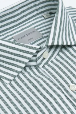 Green striped textured slim shirt