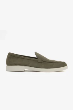 Green suede loafers