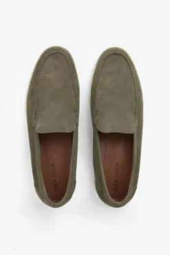 Green suede loafers
