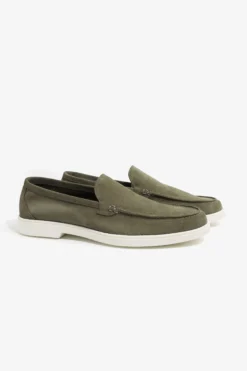 Green suede loafers