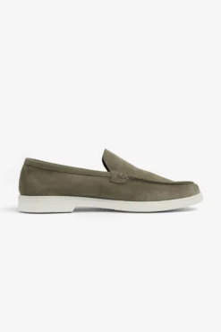 Green suede loafers
