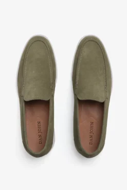 Green suede loafers