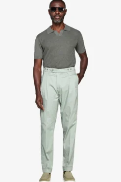 Green textured knit polo shirt