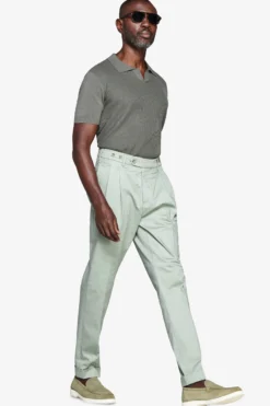 Green textured knit polo shirt