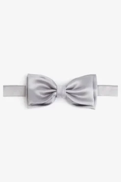 Grey satin bow tie