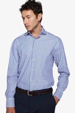 Indigo medium stripes slim shirt