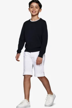 KIDS Blue brushed cotton crewneck sweater