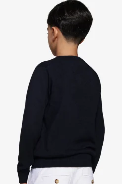 KIDS Blue brushed cotton crewneck sweater