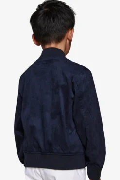 KIDS Blue ecosuede full zip bomber jacket