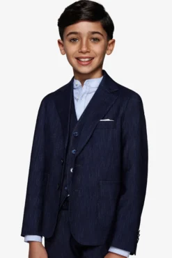 KIDS Dark blue denim-effect blazer