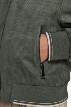 KIDS Green perforated ecosuede bomber jacket