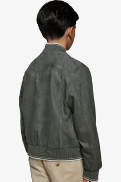 KIDS Green perforated ecosuede bomber jacket