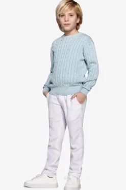 KIDS Light blue braided crewneck sweater