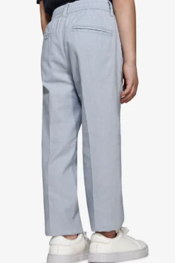 KIDS Light blue linen blend drawstring pants