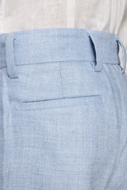 KIDS Light blue linen blend pleated Bermuda shorts