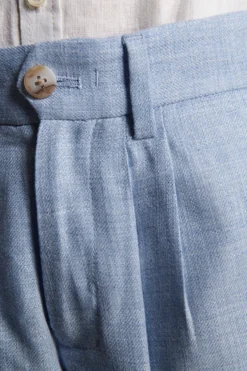 KIDS Light blue linen blend pleated Bermuda shorts
