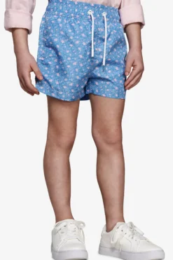 KIDS Light blue micro floral swim trunks