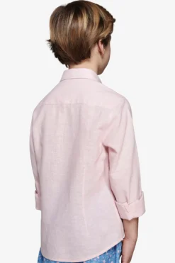 KIDS Pink relaxed linen blend shirt